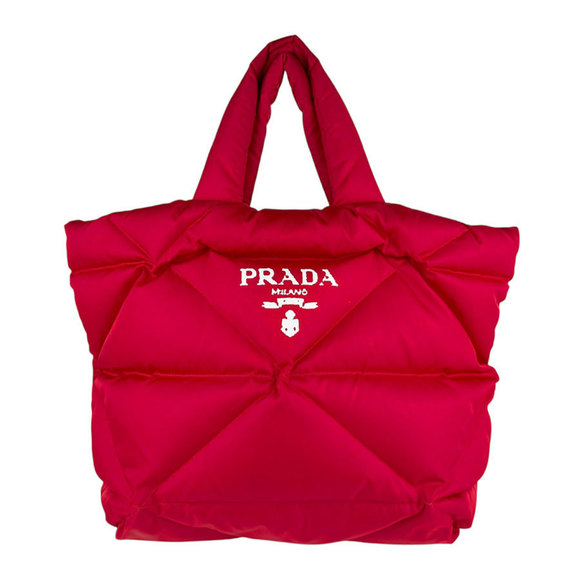 Prada handbag tote bag padded nylon red women's z6234 - Picture 1 of 5